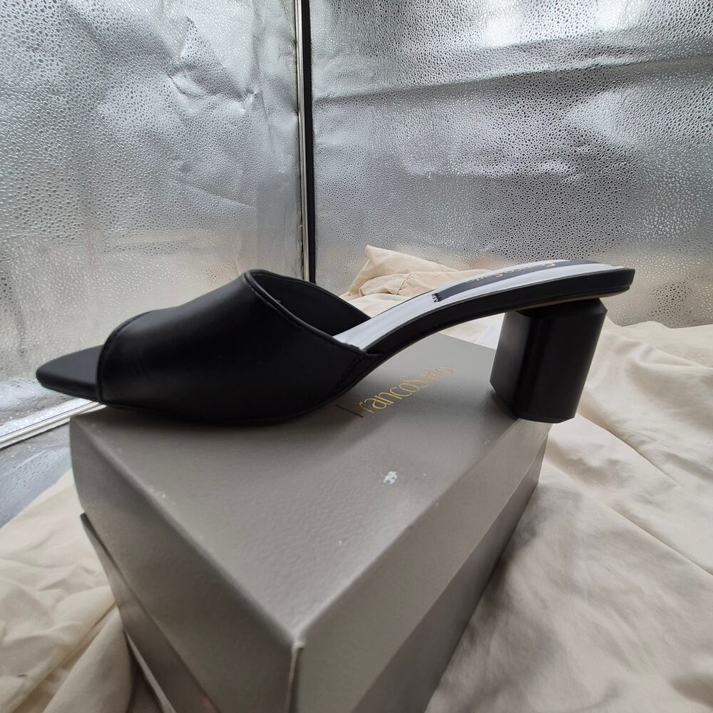 NEW Franco Sarto Women's Linley slide sandals block heel slip-on Black 8 WIDE